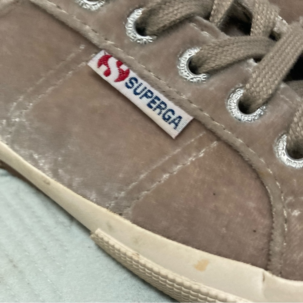 Superga Velvet Sneakers Skate Shoes Womens Size 7 Beige Tan S00DJRO - Picture 3 of 16